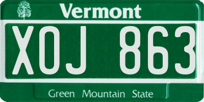VT license plate XOJ863
