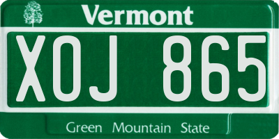 VT license plate XOJ865