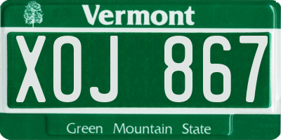 VT license plate XOJ867