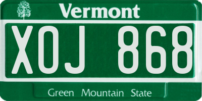 VT license plate XOJ868
