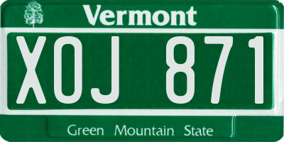 VT license plate XOJ871