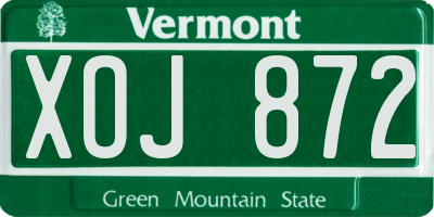 VT license plate XOJ872
