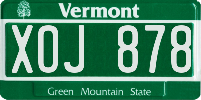 VT license plate XOJ878