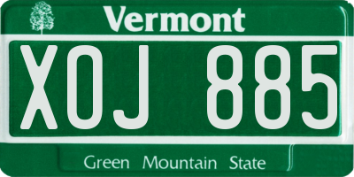 VT license plate XOJ885