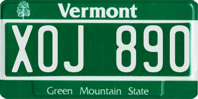 VT license plate XOJ890