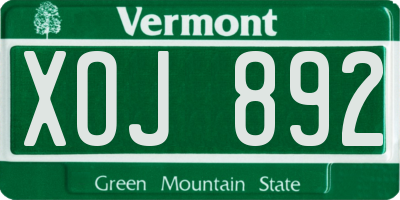 VT license plate XOJ892
