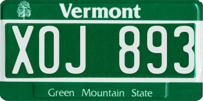 VT license plate XOJ893