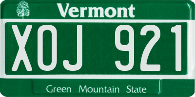 VT license plate XOJ921