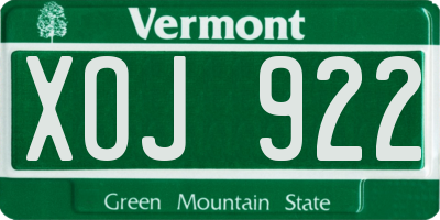 VT license plate XOJ922