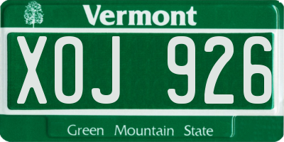 VT license plate XOJ926