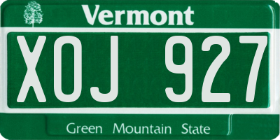 VT license plate XOJ927