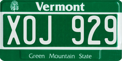 VT license plate XOJ929