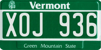 VT license plate XOJ936
