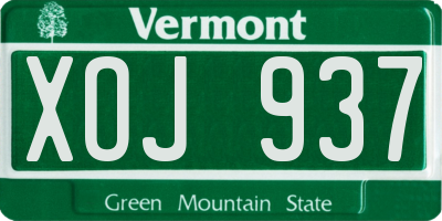 VT license plate XOJ937