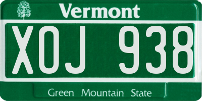 VT license plate XOJ938