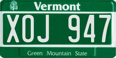 VT license plate XOJ947