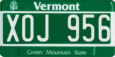 VT license plate XOJ956