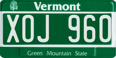 VT license plate XOJ960