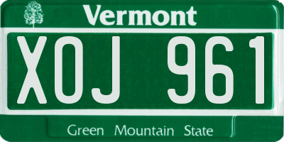 VT license plate XOJ961