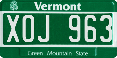 VT license plate XOJ963