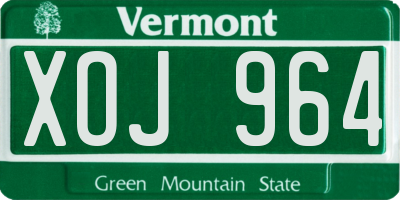 VT license plate XOJ964