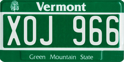 VT license plate XOJ966