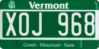 VT license plate XOJ968