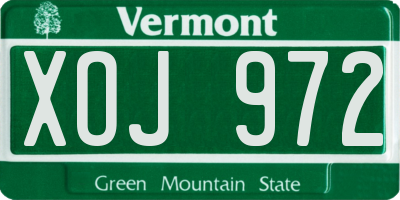VT license plate XOJ972
