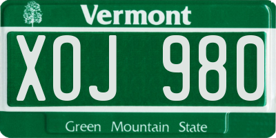 VT license plate XOJ980