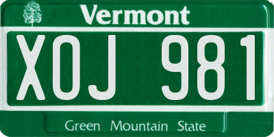 VT license plate XOJ981