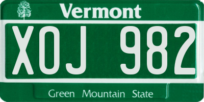 VT license plate XOJ982