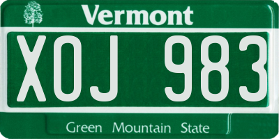 VT license plate XOJ983