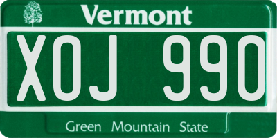 VT license plate XOJ990