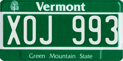 VT license plate XOJ993