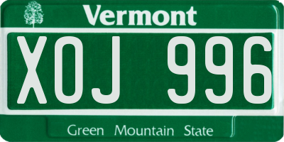 VT license plate XOJ996