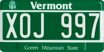 VT license plate XOJ997