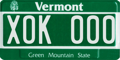 VT license plate XOK000