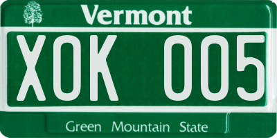VT license plate XOK005
