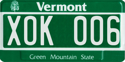 VT license plate XOK006
