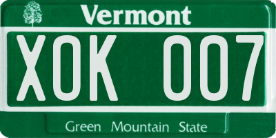 VT license plate XOK007