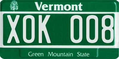 VT license plate XOK008