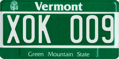 VT license plate XOK009