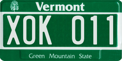 VT license plate XOK011