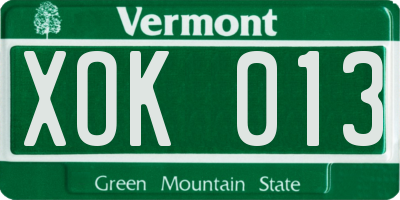 VT license plate XOK013