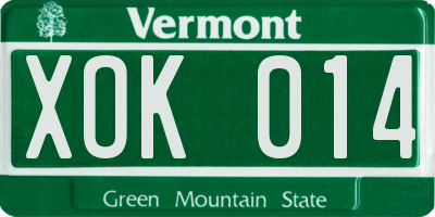 VT license plate XOK014