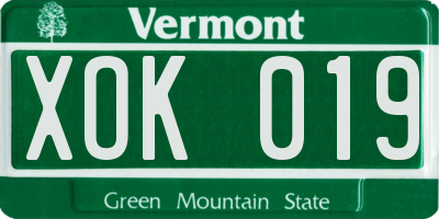 VT license plate XOK019