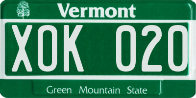 VT license plate XOK020
