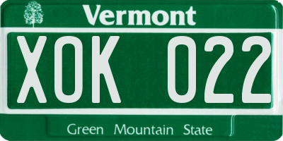 VT license plate XOK022