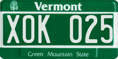 VT license plate XOK025