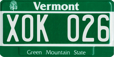 VT license plate XOK026